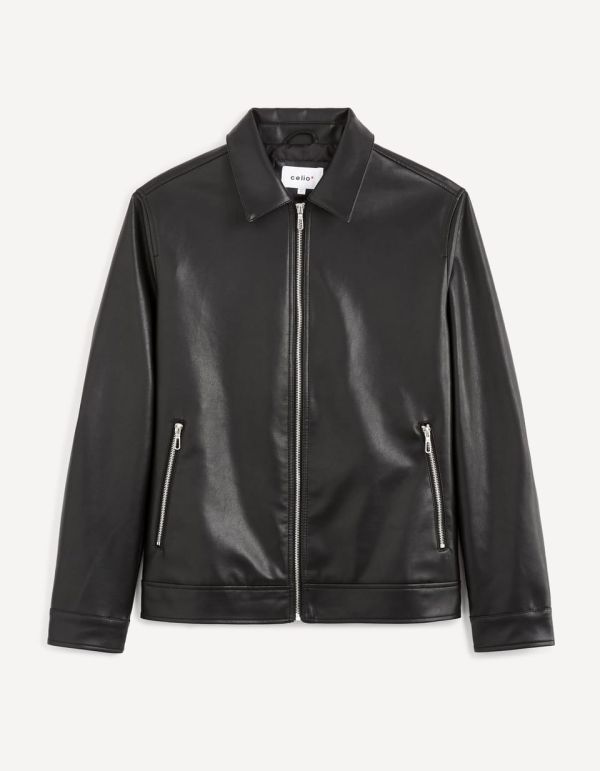 Blouson en similicuir col polo