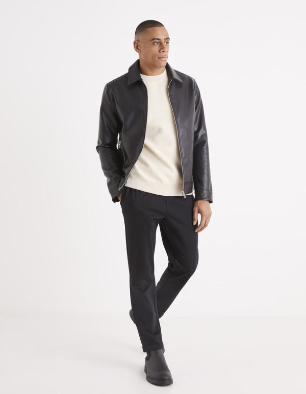 Blouson en similicuir col polo