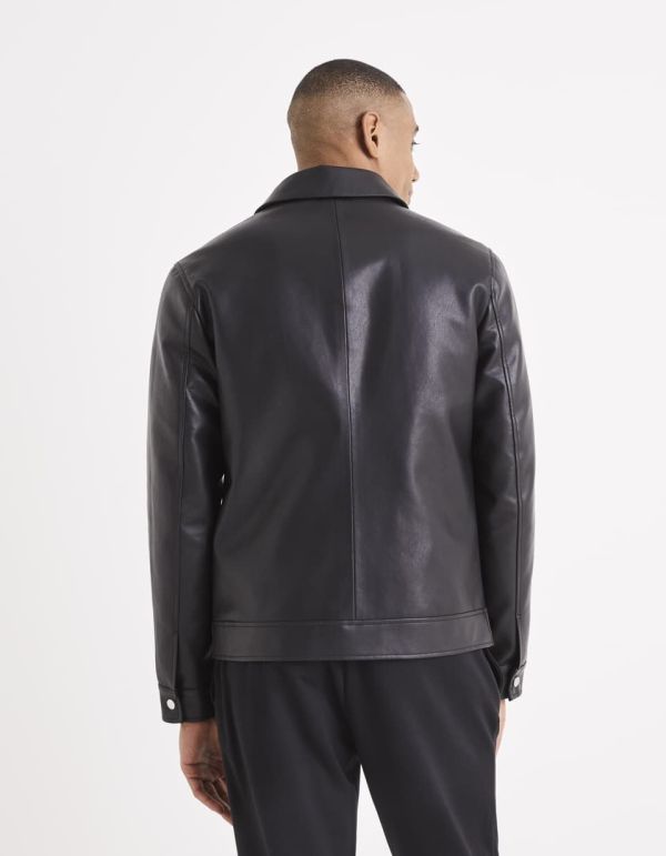 Blouson en similicuir col polo