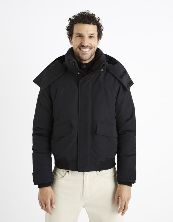 Blouson grand froid à capuche - noir