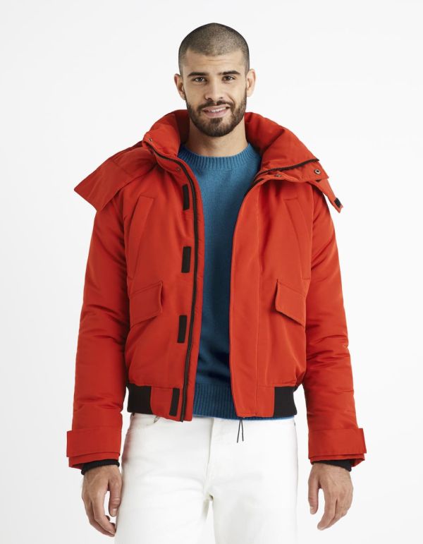 Blouson grand froid à capuche - orange