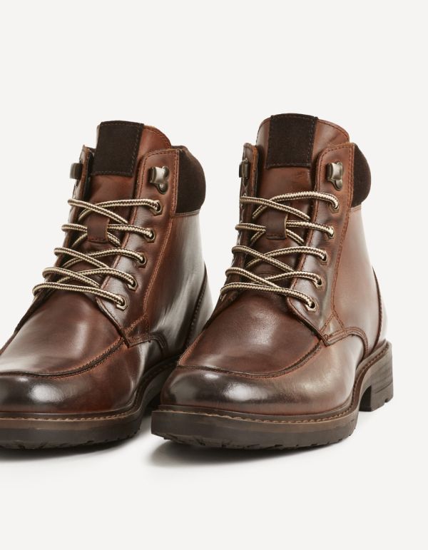 Boots en cuir- tan