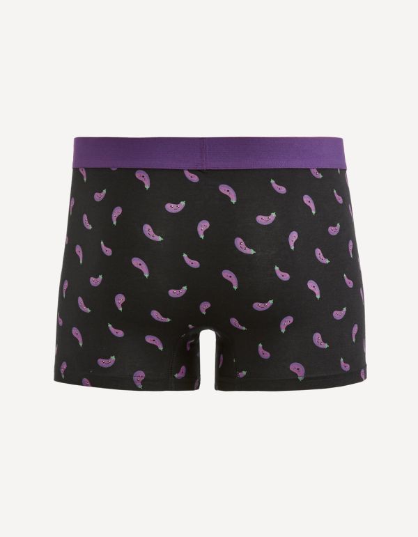 Boxer coton stretch aubergine - noir