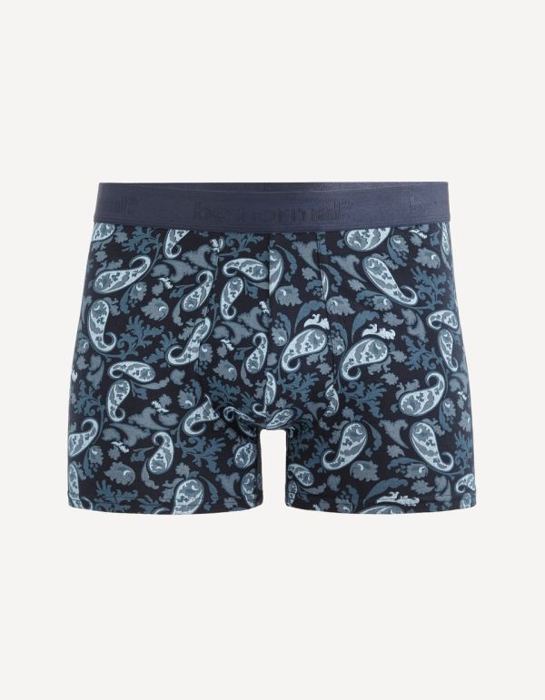 Boxer coton stretch motif cachemire - marine