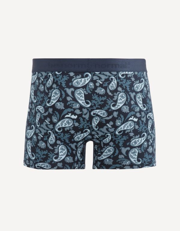 Boxer coton stretch motif cachemire - marine