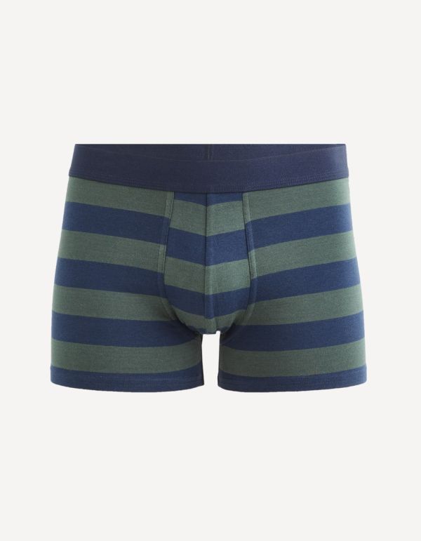 Boxer en coton stretch rayé - vert