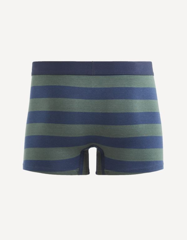 Boxer en coton stretch rayé - vert