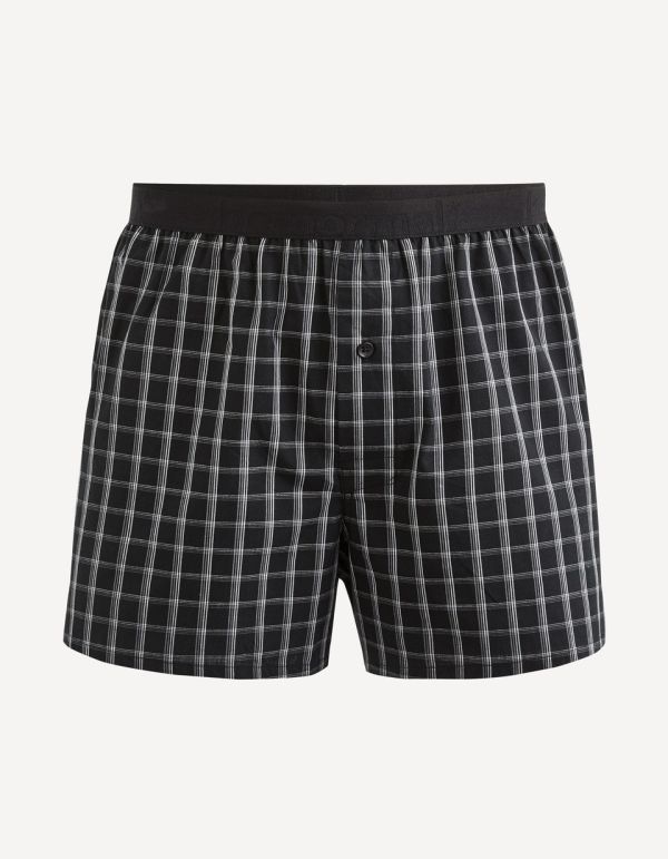 Caleçon popeline 100% coton à carreaux - noir