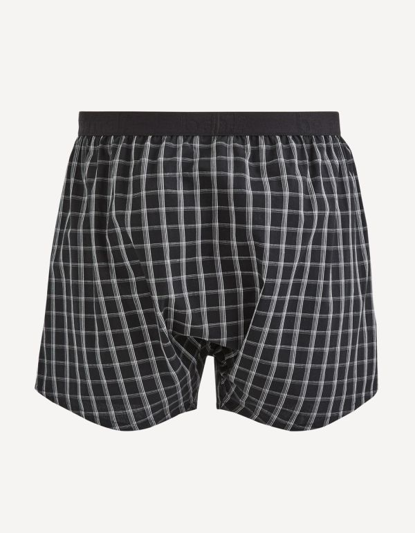 Caleçon popeline 100% coton à carreaux - noir