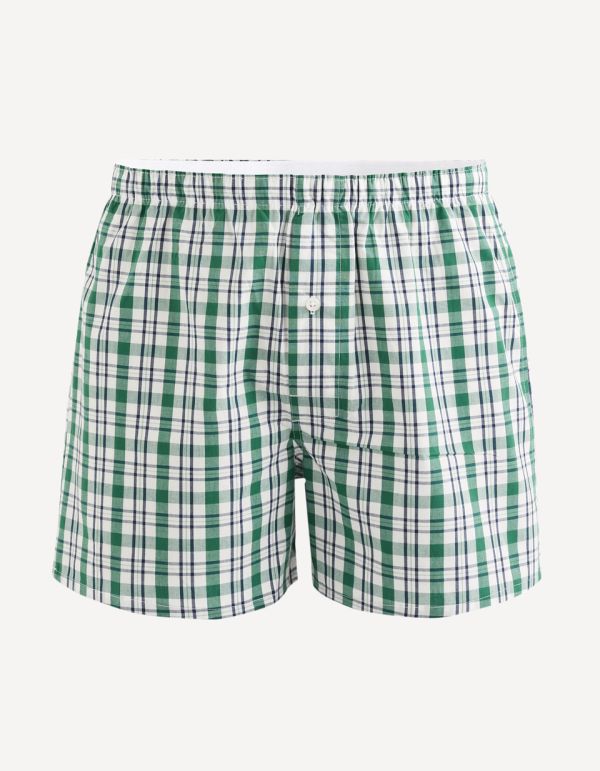 Caleçon popeline 100% coton à carreaux