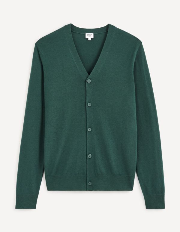 Cardigan boutonné laine mérinos - marine