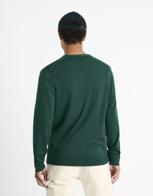 Cardigan boutonné laine mérinos - marine