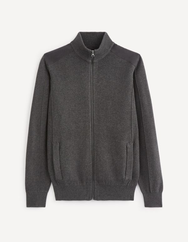 Cardigan col montant zippé 100% coton