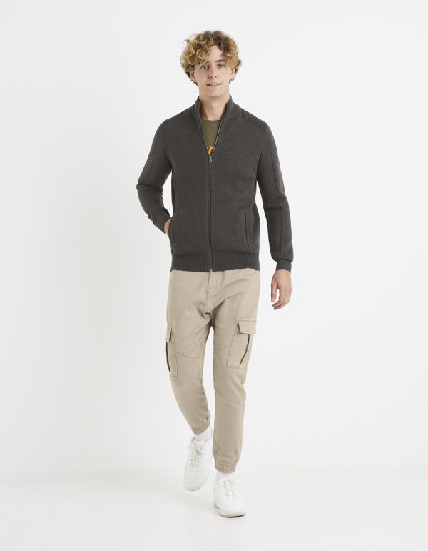 Cardigan col montant zippé 100% coton
