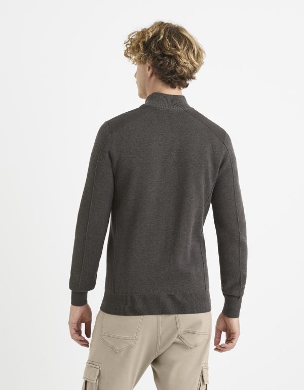 Cardigan col montant zippé 100% coton