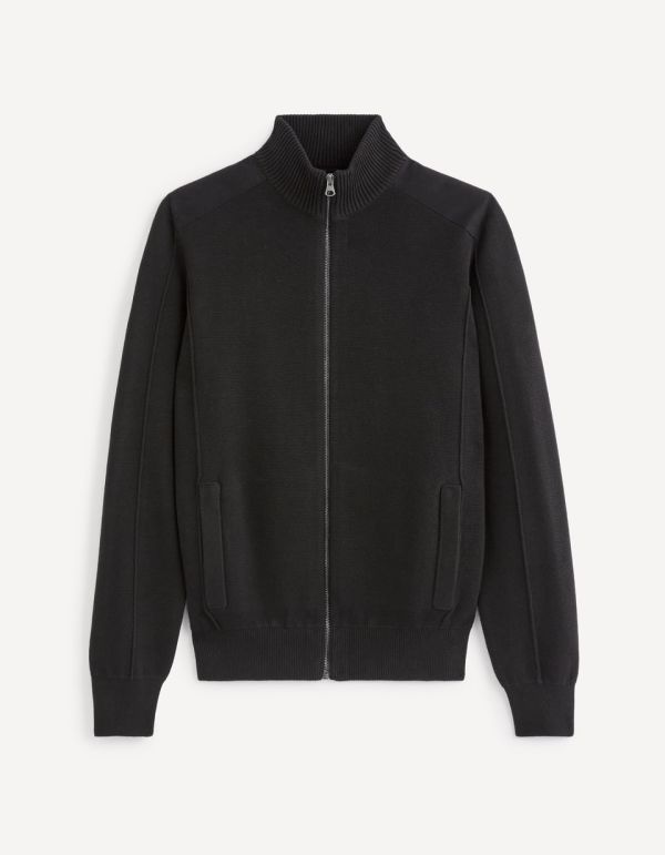 Cardigan col montant zippé 100% coton