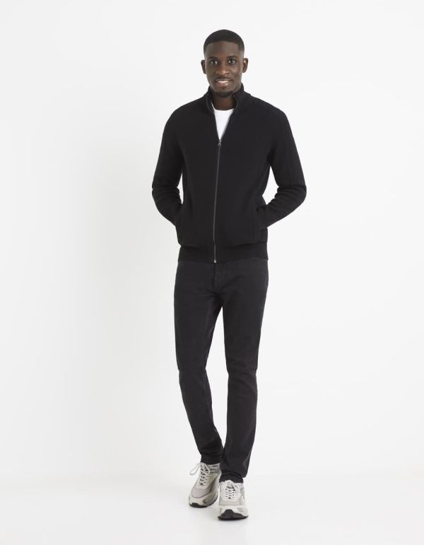 Cardigan col montant zippé 100% coton