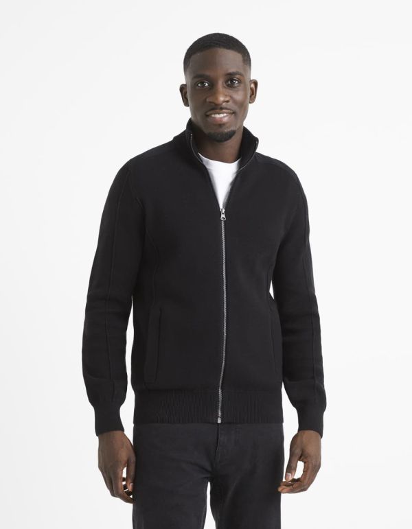 Cardigan col montant zippé 100% coton