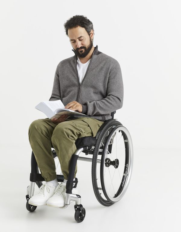 Cardigan zippé col montant coton mélangé