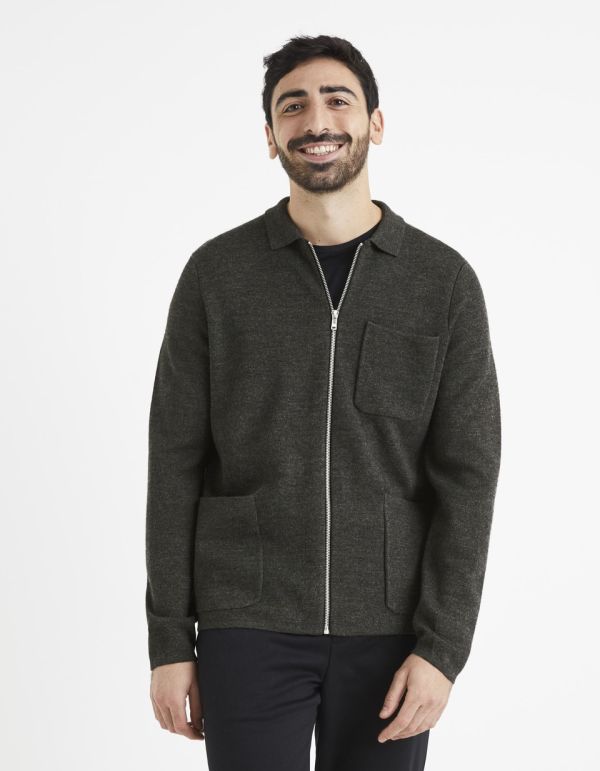 Cardigan zippé en maille milano