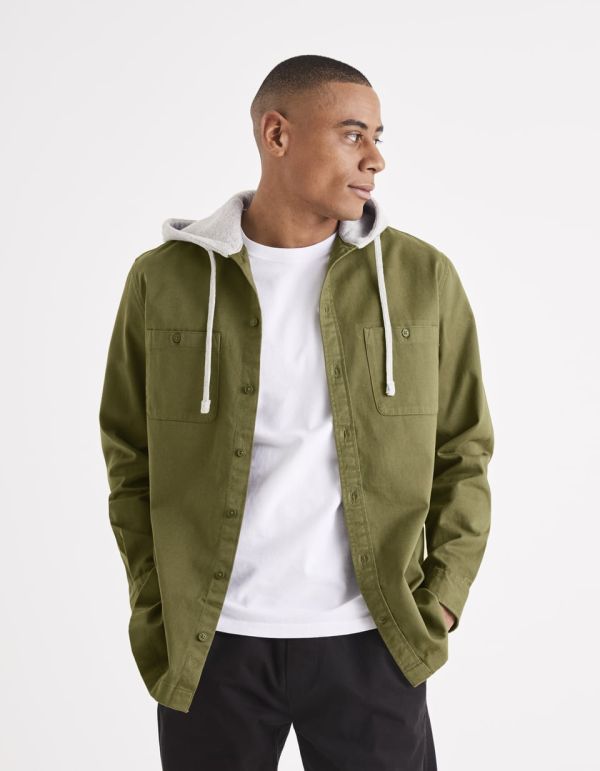 Chemise 100% coton à capuche molleton