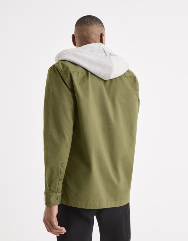 Chemise 100% coton à capuche molleton