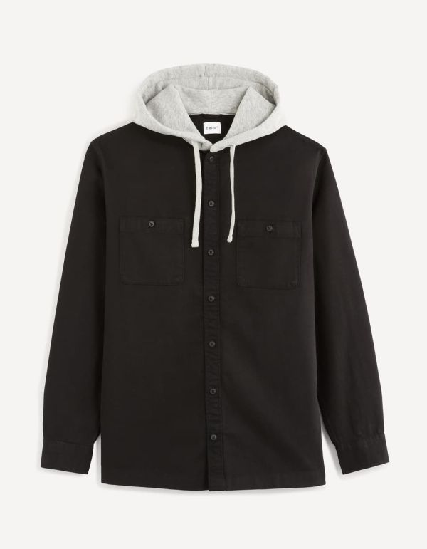 Chemise 100% coton à capuche molleton