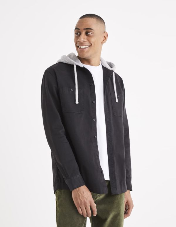 Chemise 100% coton à capuche molleton