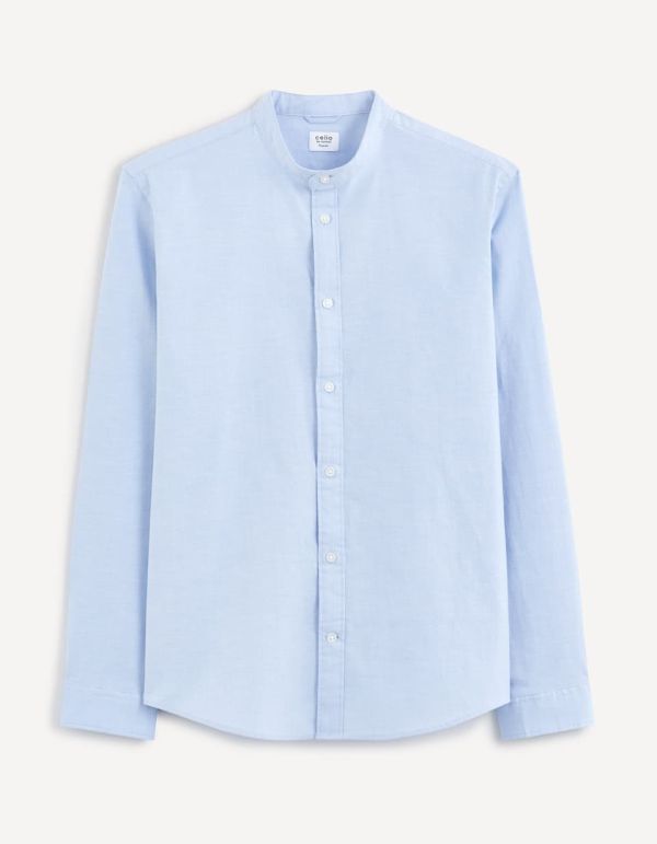 Chemise col mao en coton mélangé