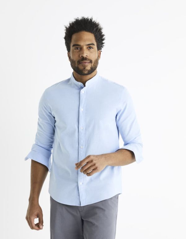 Chemise col mao en coton mélangé