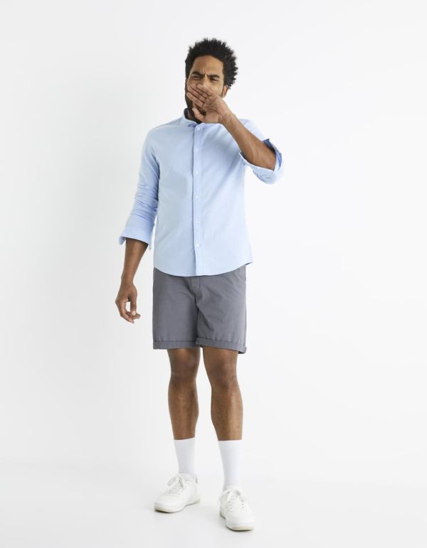 Chemise col mao en coton mélangé