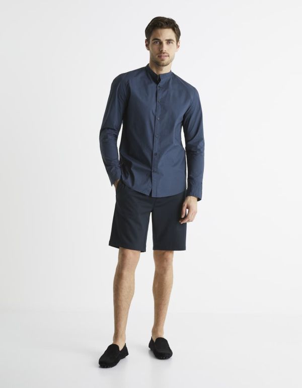 Chemise col mao regular 100% coton