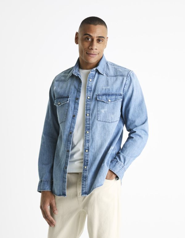 Chemise denim regular 100% coton