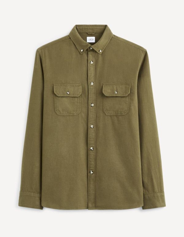 Chemise flanelle 100% coton - kaki