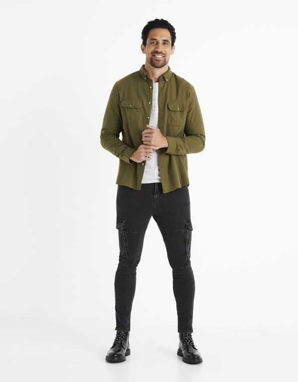 Chemise flanelle 100% coton - kaki