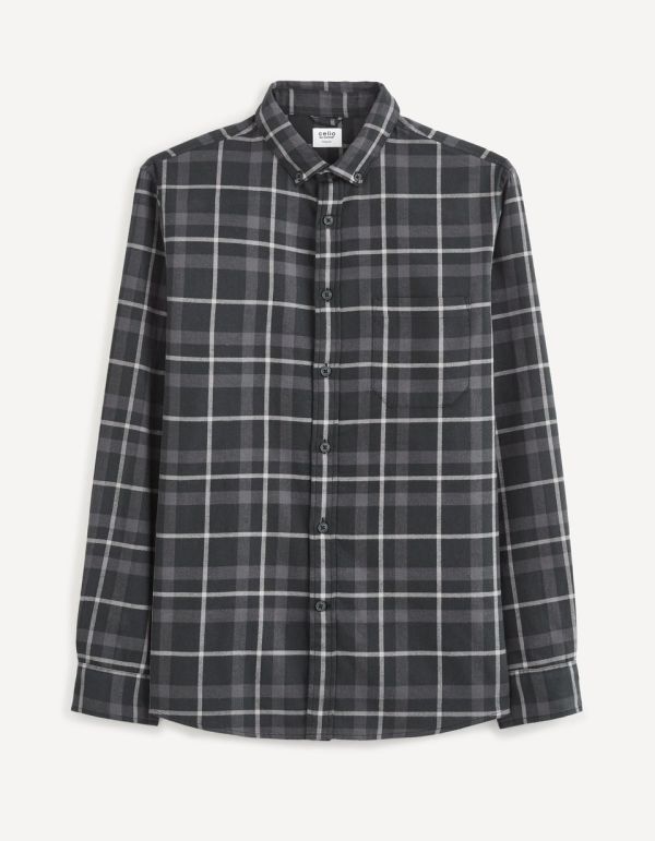 Chemise modern fit à carreaux 100% coton