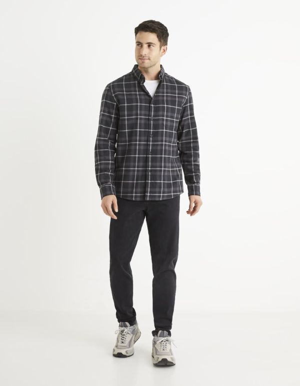 Chemise modern fit à carreaux 100% coton