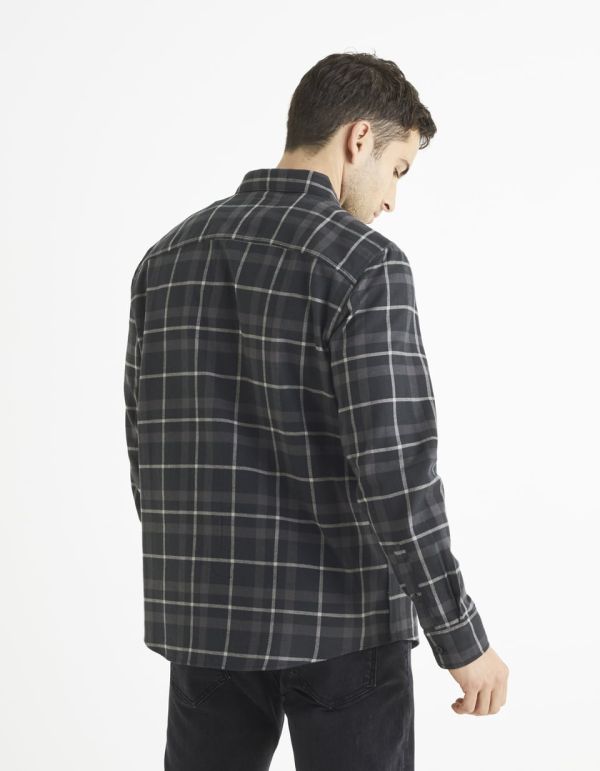 Chemise modern fit à carreaux 100% coton