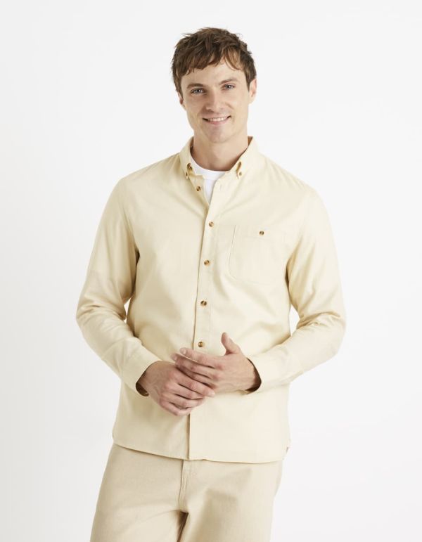 Chemise regular 100% coton - beige