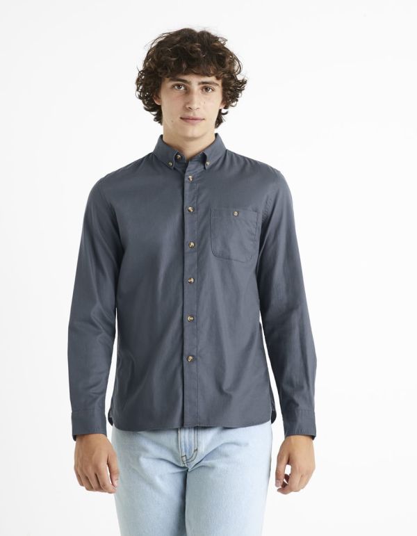 Chemise regular 100% coton - bleu