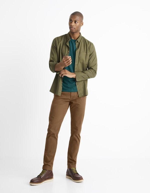Chemise regular 100% coton - kaki