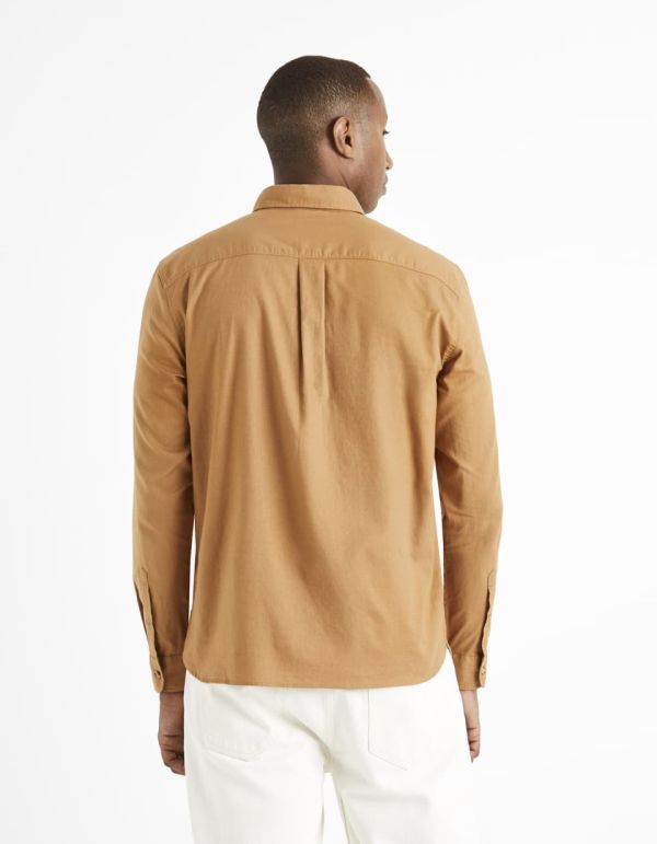 Chemise regular 100% coton - marron