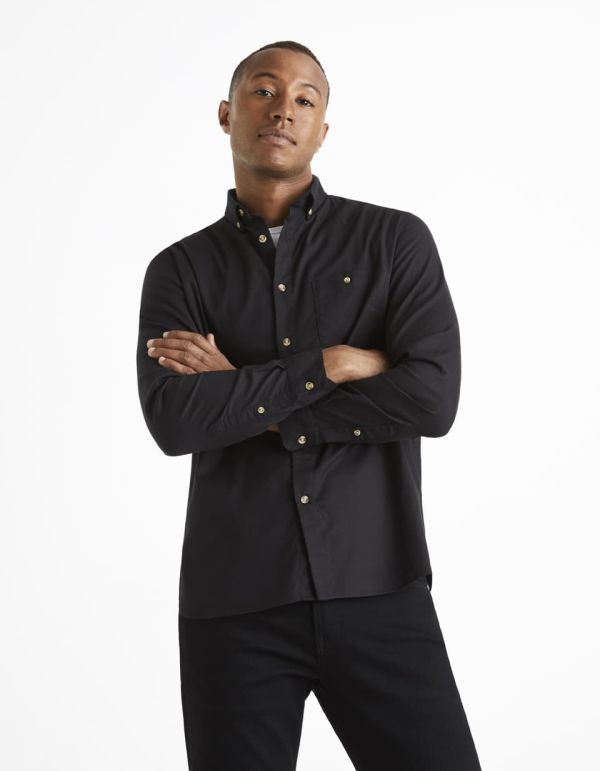 Chemise regular 100% coton - noir