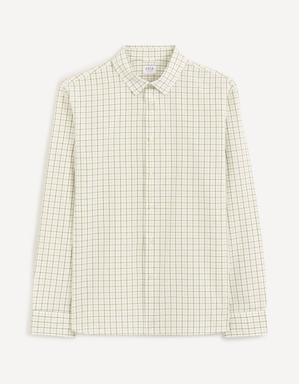 Chemise regular à carreaux 100% coton - beige