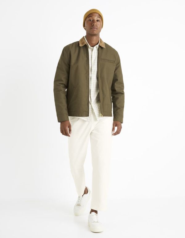 Chemise regular à carreaux 100% coton - beige