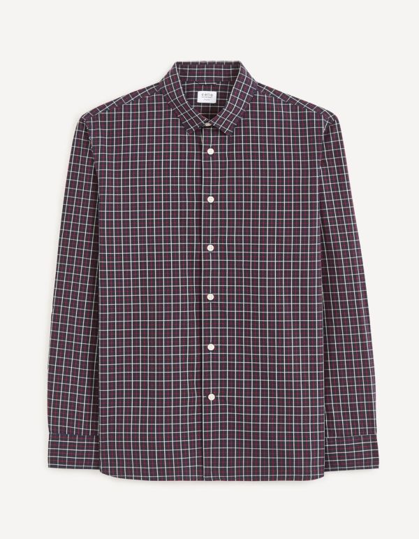Chemise regular à carreaux 100% coton - marine