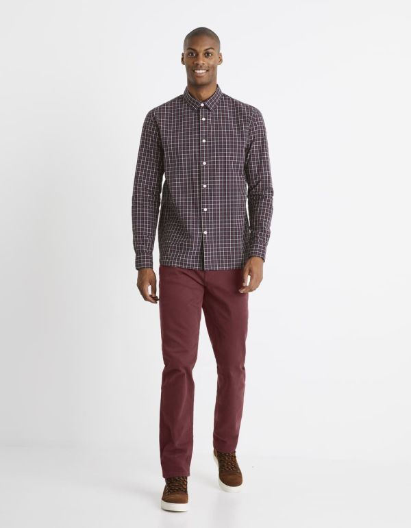 Chemise regular à carreaux 100% coton - marine