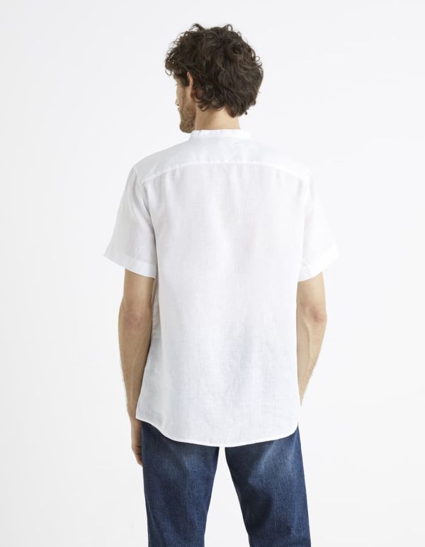 Chemise regular col mao 100% lin
