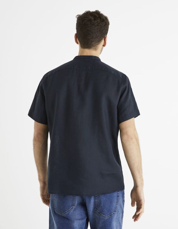 Chemise regular col mao 100% lin