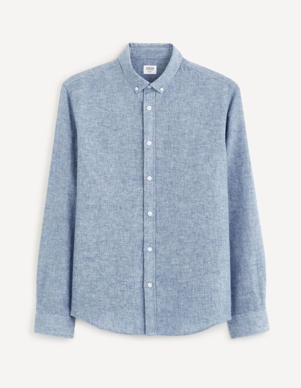 Chemise regular en lin et coton